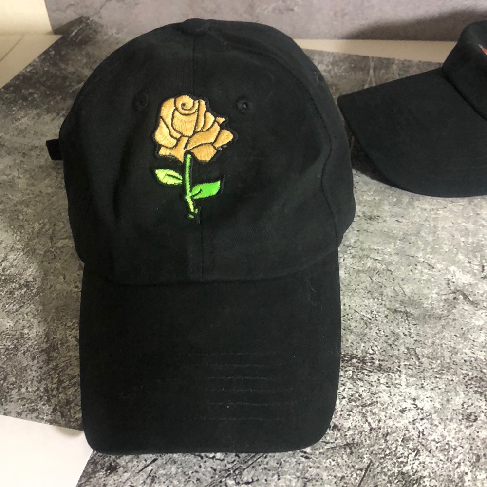Home Hand-made embroidered rose dad baseball hat!